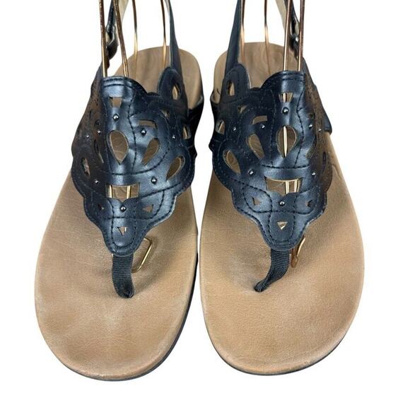 Rockport Ridge Sling Slingback Thongs Sandals Black Womens Shoes Studded sz 9 - Picture 6 of 16